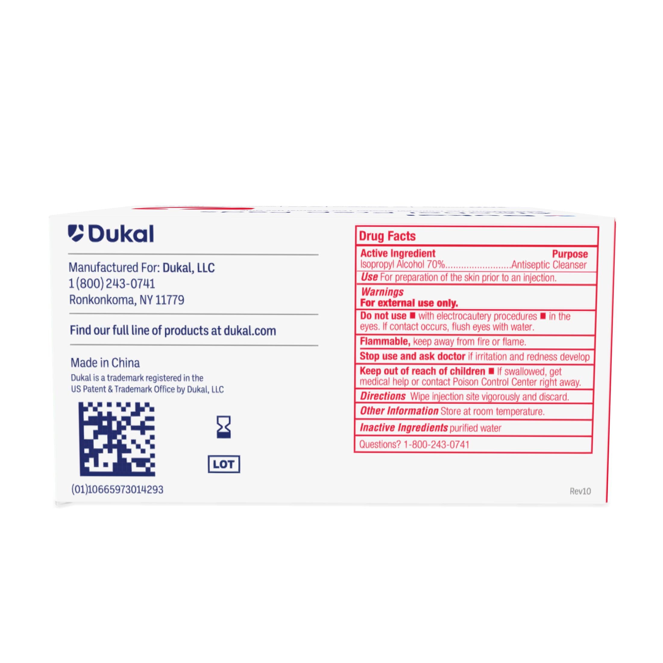 Alcohol Prep Medium Sterile 2ply Dukal 853 Box Back