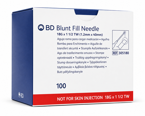 BD 305180 Blunt Fill Needle 18G x 1-1/2 Inch 100 per Box