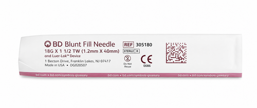 BD Blunt Fill Needle 305180 Red Hub 18G x 1-1/2 Inch