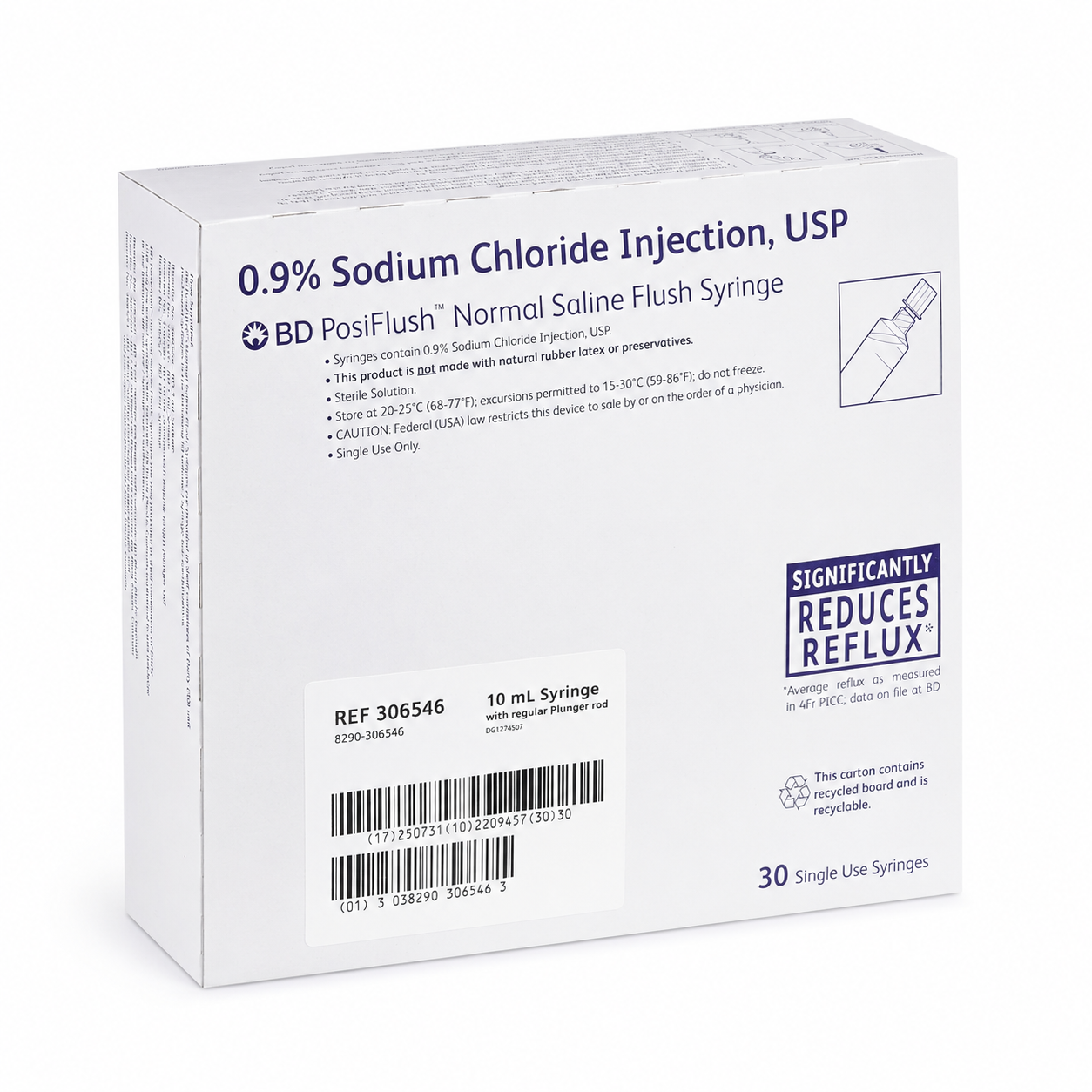 Prefilled Normal Saline Flush Syringe 306546 Outer Box