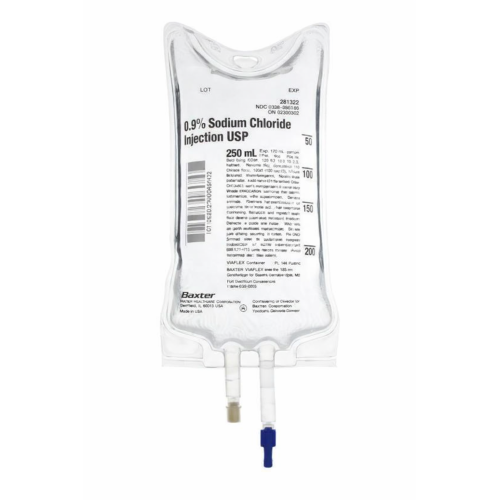 Baxter 2B1322Q 0.9% sodium chloride normal saline IV bag 250 mL VIAFLEX