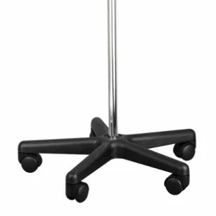 1. Five-caster, 20-inch base on the Dukal Tech-Med stainless steel IV stand