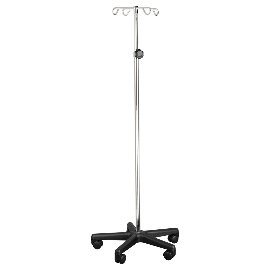 Dukal Tech-Med 4356-SS stainless steel IV stand with four hooks and five-caster base