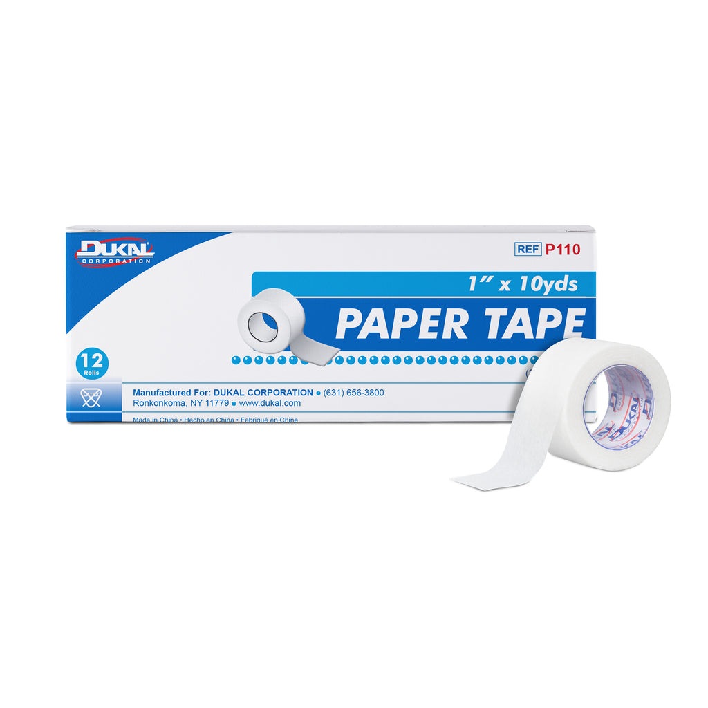 12-roll box of Dukal P110 paper tape, 1 inch wide