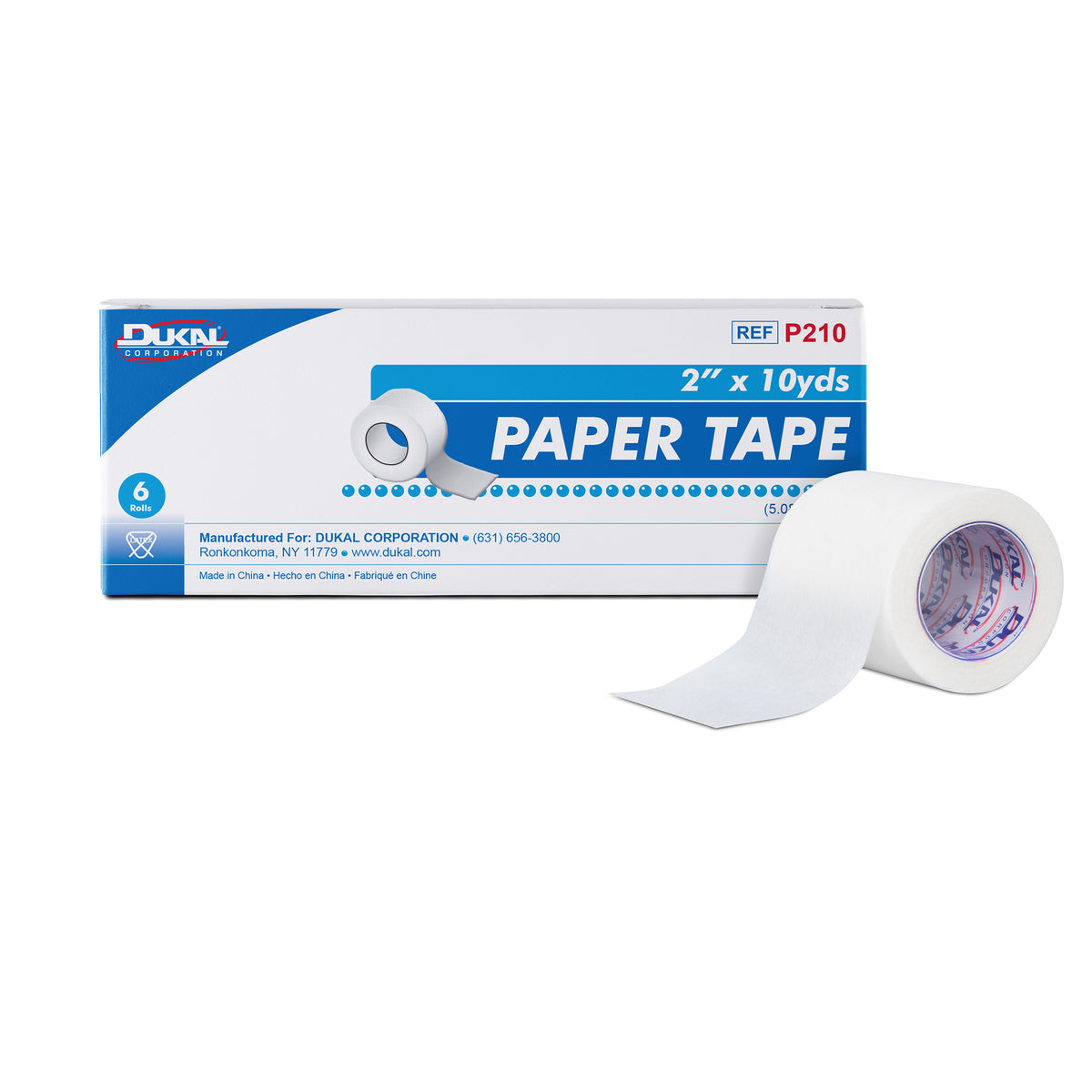 1. Dukal P210 non-sterile paper medical tape, 2 inches wide