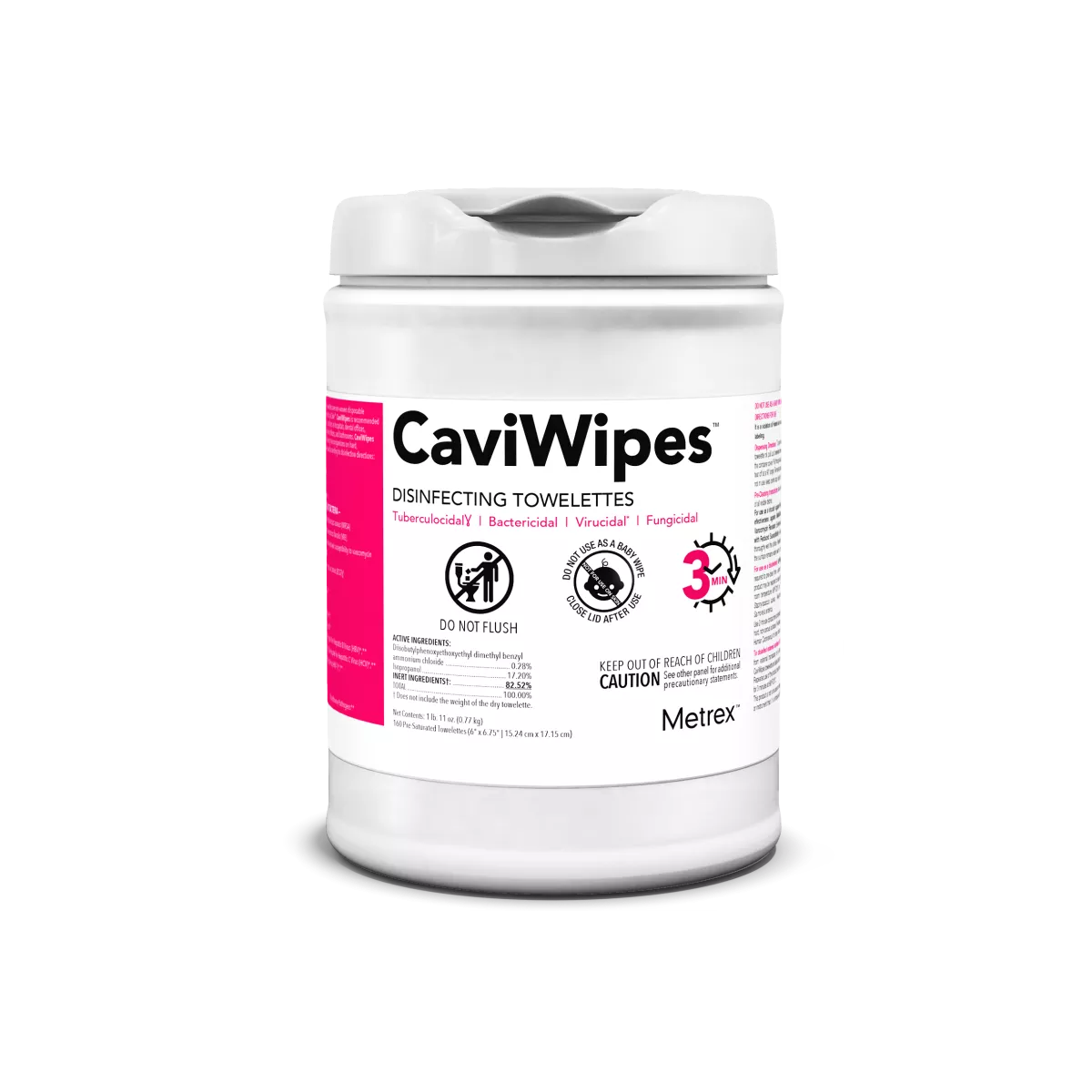 Metrex CaviWipes 13-1100 surface disinfectant wipes canister with 160 ready-to-use germicidal wipes for healthcare facilities