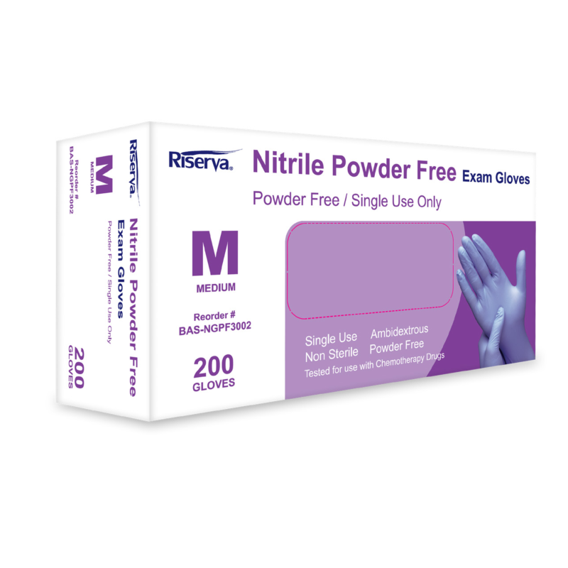 Riserva Powder-Free Purple Nitrile Exam Glove Single Disposable Glove
