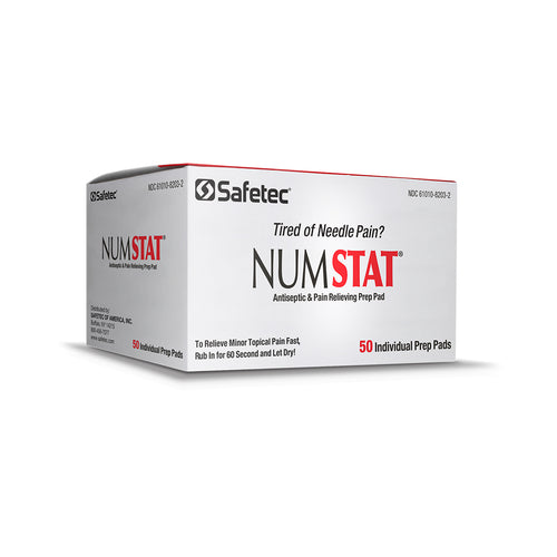 NumStat antiseptic pain relief prep pad for IV starts and injections