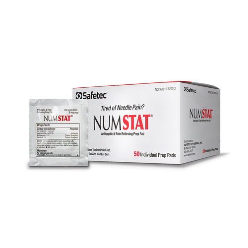 Safetec NumStat 34500 antiseptic and pain relieving prep pads 50 per box