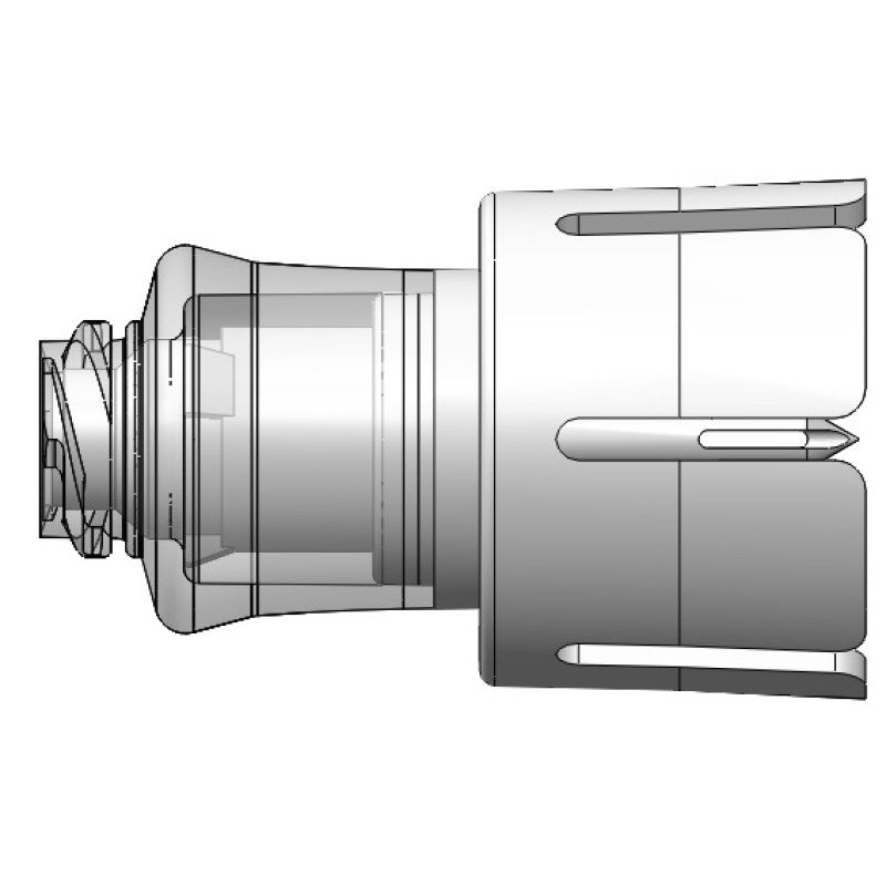 Close-up of Progressive Medical 13mm vial adapter with Luer lock connection for medication vial access